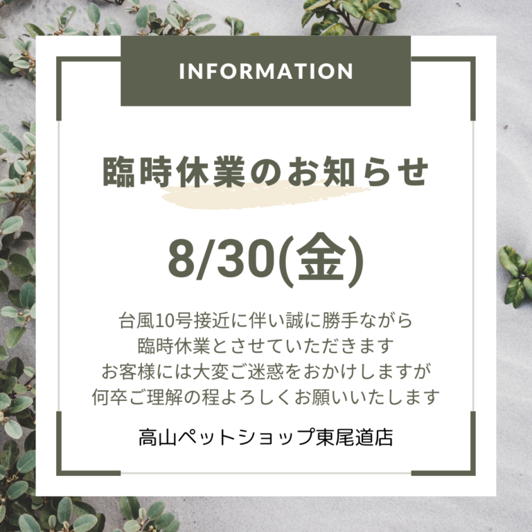 【東尾道店】臨時休業のお知らせ